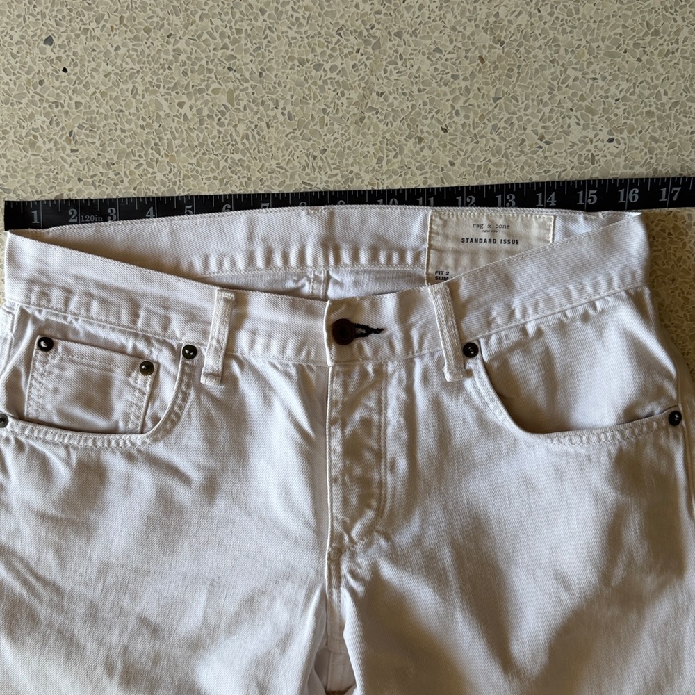 Rag & Bone White Selvedge Denim Jeans Fit 2 Slim 31 x 33.5 - Picture 9 of 11